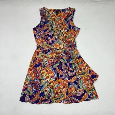 Lauren Ralph Lauren Paisley Print Faux Wrap Dress Women’s 2X Sleeveless - Image 1 of 4