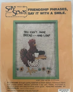 Say Sews Vintage 1977 Crewel Stickstich Set #2821 Huhn Neu aus altem Lagerbestand komplett - Bild 1 von 5