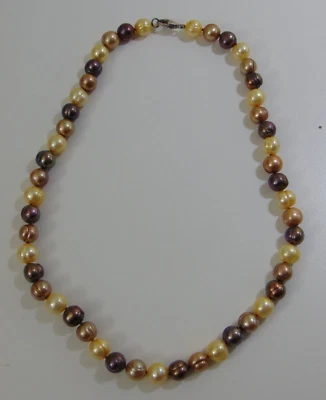 Collar Honora Perla Cultivada y Plata de Ley 925 Marrón Crema Tostado 20" Largo Foto 1 de 4