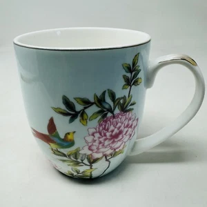 Grace’s Teaware Light Green Mug Bird Pink White Flower Tea Coffee Cup Mug - Picture 1 of 7