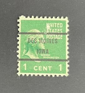 Des Moines, Iowa Type 71 Precancel - 1 cent Prexie - U.S. #804 - IA - Picture 1 of 1