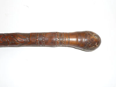 Canne ancienne en bambou sculpté - oiseaux - Photo 1/4