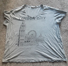 Vintage MNG Women's London City Grey Short Sleeve XL T-Shirt