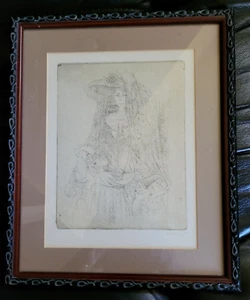 YURI KUPERMAN (1940-) "Siting Lady" signiert, 70er Jahre gerahmte Radierung, 14"x11" - Bild 1 von 3