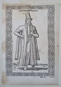Greek Nobleman Ottoman Empire 1571 de Nicolay woodcut engraved costume print - Picture 1 of 2