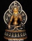 13" Bronze Painting 7 Eyes White Tara Kwan-Yin Goddess Buddha Backlight Statue