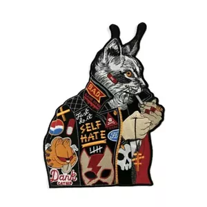 Embroidered Iron On Jacket Decoration "Yakusa Cat" Large Back Patch 22x30 cm - Picture 1 of 9
