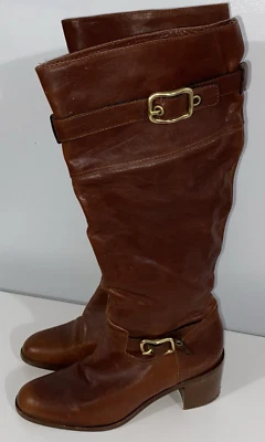 Coach Leather Riding Boots Gold Toned Buckles Womens Size 7.5 B Boots - Image 1 of 4