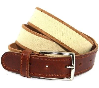 Cintura Elastica Uomo vera Pelle Marrone Cinta Donna in Cuoio Sportiva di da 3cm - Immagine 1 di 4