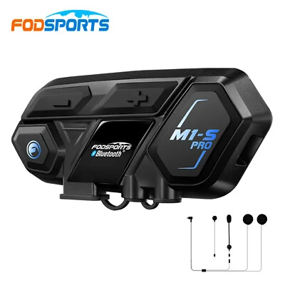 M1-S Pro Motorcycle Helmet Intercom Bluetooth Headset 10 Riders 2000m Interphone - Image 1 of 4