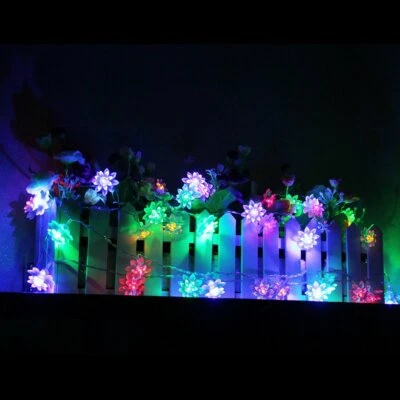 Solar Powered 7M 23ft 30LED Multi Colours Lotus Summer Flower String Fairy Light - Image 1 of 4