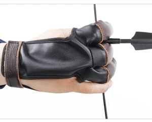 Archery Shooting 3 Finger Glove Leather Bow Protective Archery Glove Recurve Bow - Picture 1 of 10