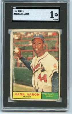 1961 Topps Hank Aaron Milwaukee Braves #415 🚀😳💥 SGC Calificado 1 Foto 1 de 2