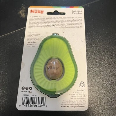 Nuby Avocado Muncher Natural Teether with Silicone and Wood - Multiple Textures - Image 1 of 4
