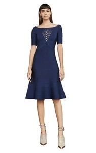 HERVE LEGER Roxy Geometric Bandage Applique Dress Max Azria Womens Small Blue - Bild 1 von 7