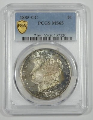1885-CC Morgan Dollar  PCGS Secure Plus MS 65 Toned Carson City Silver Dollar - Image 1 of 4