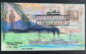 1998 Nashville USA Paqueboat Hand Painted Cover Spanish American War Centenary - Picture 1 of 2