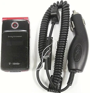 Sony Ericsson TM506 - Black and Red ( T-Mobile ) Rare Flip Phone -Bundled / READ - Picture 1 of 4