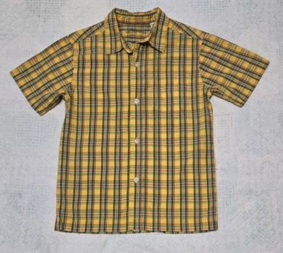 FADED GLORY Yellow Plaid Button-Up Short Sleeve Dress Shirt Boy's Size XS 4/5 - Image 1 of 3