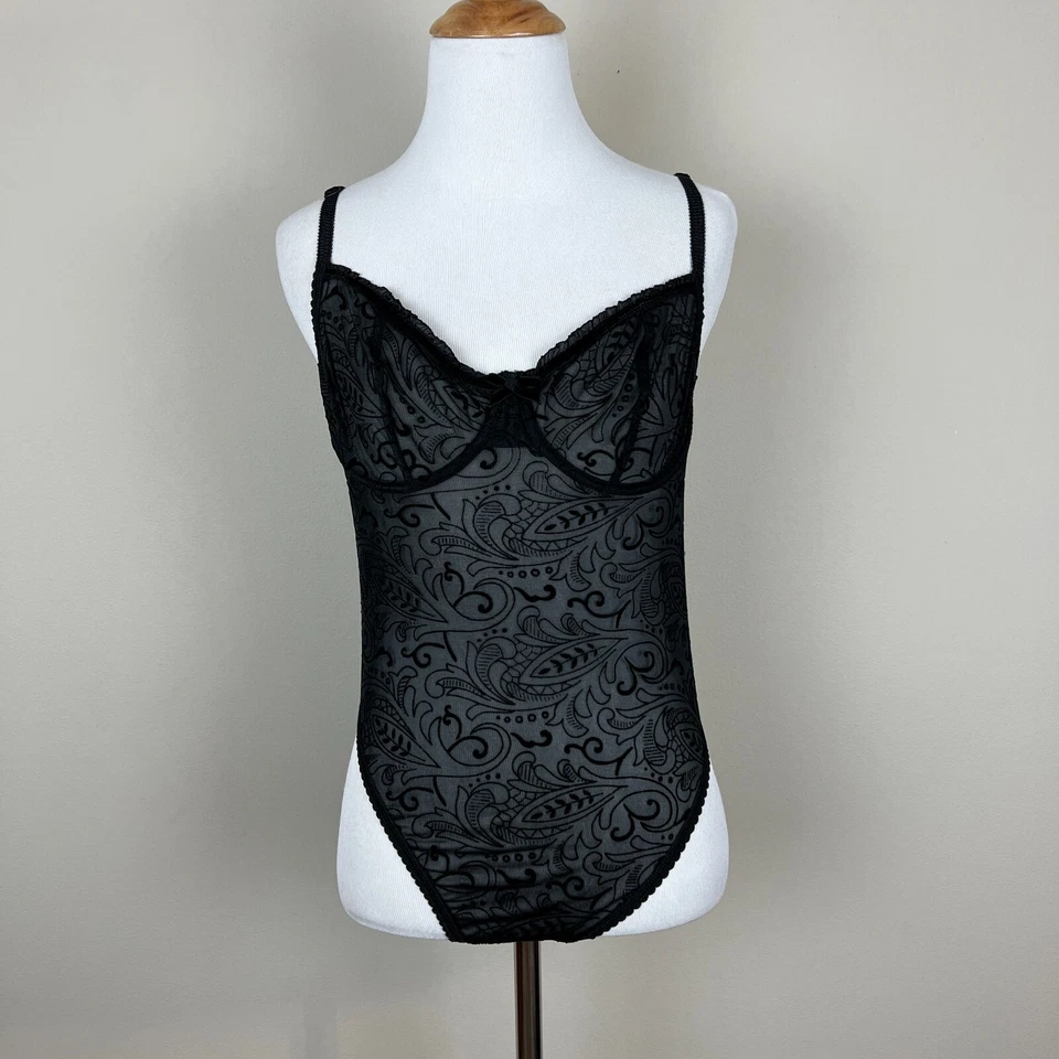 Victorias Secret Teddy 36B Black Lace Bodysuit Sheer Cheeky Underwire Sexy New - Изображение 1 из 4