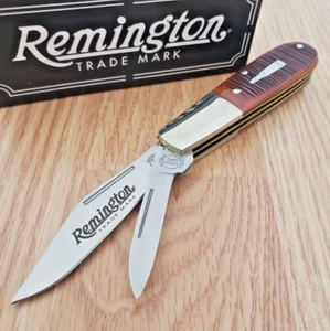Remington 2022 Bullet Pocket Knife Stainless Steel Blades Brown Bone Handle RB44 - Picture 1 of 16