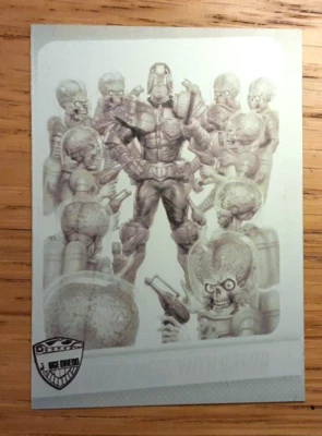 Mars attacks BLACK printing plate card 3 DON'T MESS WITH DREDD - Image 1 of 2