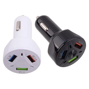 Fast Car Charger 3 USB Port Quick Charge Type-C Phone With LED Display - Picture 1 of 8
