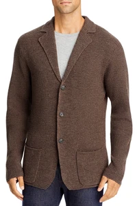 The Mens Store Notch Lapel Cardigan Sweater Medium Heather Brown - NWT $248 - Picture 1 of 3