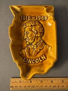 HAEGER ILLINOIS SESQUICENTENNIAL 150 ABRAHAM LINCOLN BROWN GLAZED ASHTRAY 1095 - Picture 1 of 4