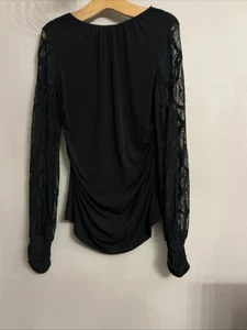 Dusk Lovely Black Lace Sleeve Top - Size 14 - Picture 1 of 3