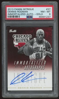2013-14 Panini Intrigue Dennis Rodman Immortalized Gold /10 auto autograph PSA 8 - Image 1 of 2