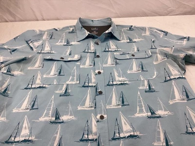 Croft & Barrow Shirt Mens XXLT Blue Sail Boats Quick Dry Button Up Breathable - Image 1 of 4