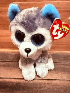 Ty Beanie Boo Slush Husky Hund Plüsch 6 Zoll blaue Augen mit Etikett Geburtstag 30. April - Bild 1 von 6
