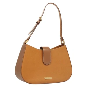 BURBERRY Shoulder Bag Leather Brown Gold Auth hk2527 - Picture 1 of 24