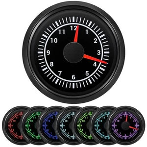 2" 52MM Black Clock gauge 12 Hours 7 Colors LED For Cars Trucks Boat Marine Car - Picture 1 of 20