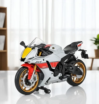 Modelo de motocicleta diecast Yamaha YZF-R1M 1:12 - aleación blanca bicicleta de carreras juguete regalo Foto 1 de 4