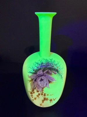 Старинный Josef Riedel Богемский Чешский Парфюмерный Бутылка Урановое Стекло около 1890 - Изображение 1 из 4