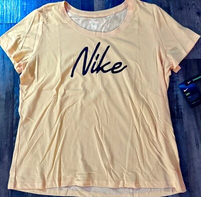 NWT Womens Nike XXL Light Orange/Black Dri-Fit Logo Shirt 2XL - Изображение 1 из 2