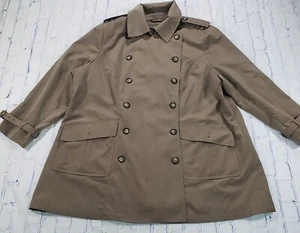 Lane Bryant WOMENS SIZE 26/28 Tan Lightweight Short Trench Coat Double Button - Picture 1 of 13
