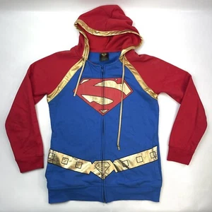 Superman DC Comics Full Zip Hoodie Blue Cosplay Jacket Youth Size L 11/13 - Picture 1 of 9