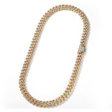 10mm Hip Hop Cuban Link Chain Necklace Jewelry Bling 18K Real Gold Plated