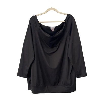 Love Ady Top Cuello Cuadrado Mujer 3X Puño Dobladillo Negro Poliéster Sudadera Plus Foto 1 de 4