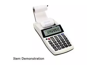 1205-4 12-Digit Printing Calculator with LCD Display, White - Picture 1 of 12