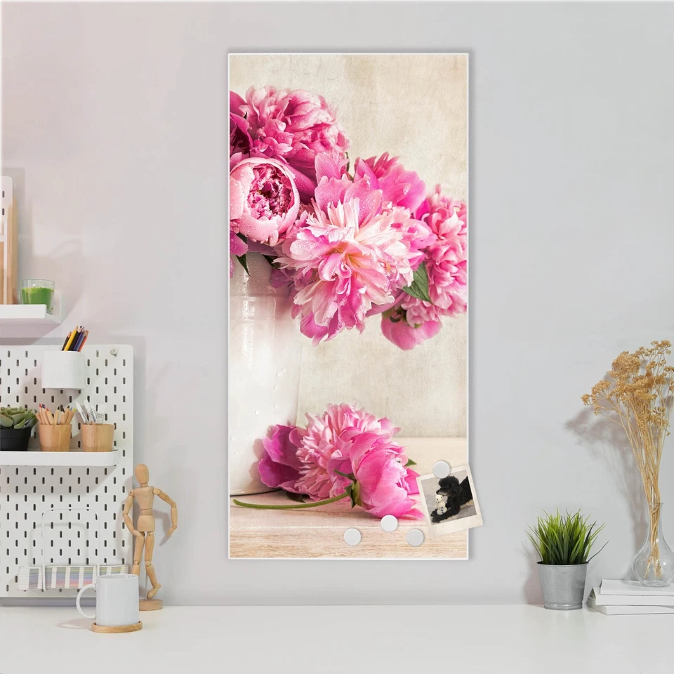 banjado Design Magnetwand aus Metall Motiv Pinnwand Magnettafel Pfingstrose - Bild 1 von 1