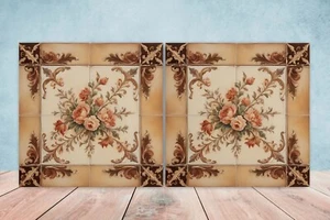 Azulejos de pared de cerámica victoriana - Juego de 2 azulejos de cerámica para salpicadero de cocina para baño - Imagen 1 de 3