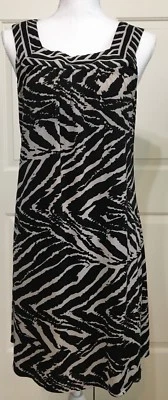 Wishes Wishes Wishes XL black white grey sleeveless animal print dress - Image 1 of 4
