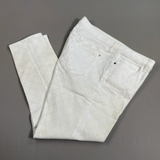 CHANEL White Lattice Stretch Jeans Denim M Women's Sz 44 (Pre-Owned)