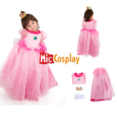 Kids Girls Peach Dress Cosplay Costume for Kids Girls Halloween Costume T-shirt  - Image 1 of 4