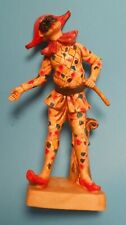 Vtg mid century Italy Masked Harlequin, 7.5" tall, cast resin, hand painted