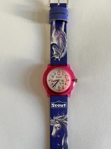 Scout Crystal 280305023 Kinderuhr Einhorn Pferd Mädchen lila pink Geschenkidee - Bild 1 von 2
